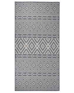 Kék csíkos lapos szövésű kültéri szőnyeg 100 x 200 cm