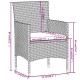3 részes fekete polyrattan kerti étkezőgarnitúra