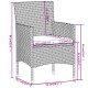 3 részes szürke polyrattan kerti étkezőgarnitúra