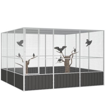 Antracitszürke horganyzott acél madárketrec 302,5x324,5x211,5cm