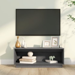 Szürke tömör fenyőfa tv-szekrény 90 x 35 x 35 cm