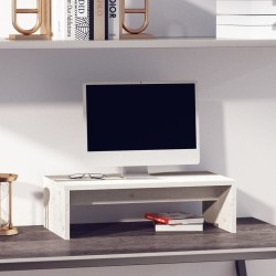 Fehér tömör fenyőfa monitorállvány 50 x 27 x 15 cm