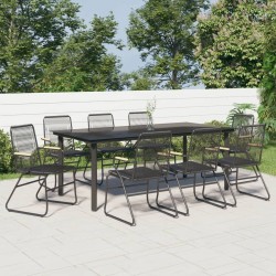 9 részes fekete pvc rattan kerti étkezőgarnitúra