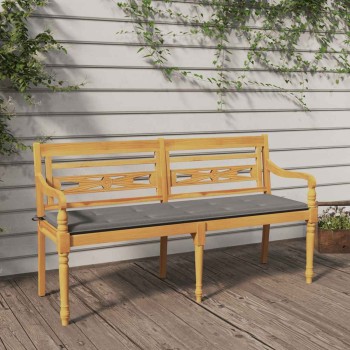 Tömör tíkfa batavia pad szürke párnával 150 cm