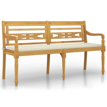Tömör tíkfa batavia pad krémszínű párnával 150 cm