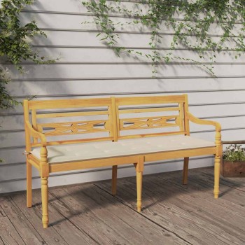 Tömör tíkfa batavia pad krémszínű párnával 150 cm
