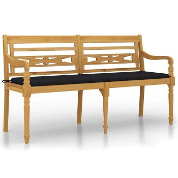 Tömör tíkfa batavia pad fekete párnával 150 cm