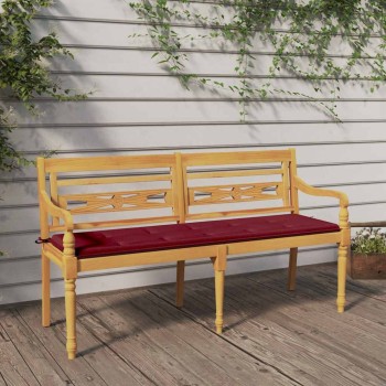 Tömör tíkfa batavia pad bordó párnával 150 cm
