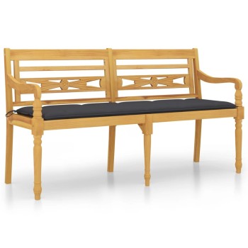 Tömör tíkfa batavia pad antracitszürke párnával 150 cm