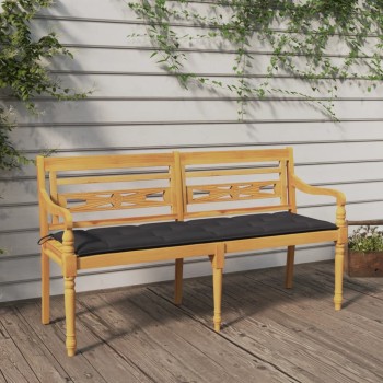 Tömör tíkfa batavia pad antracitszürke párnával 150 cm
