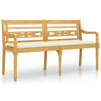 Tömör tíkfa batavia pad krémszínű párnával 150 cm