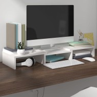 Fehér tömör fenyőfa monitorállvány 60 x 24 x 10,5 cm