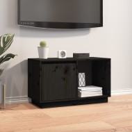 Fekete tömör fenyőfa tv-szekrény 74 x 35 x 44 cm