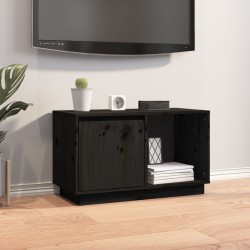 Fekete tömör fenyőfa tv-szekrény 74 x 35 x 44 cm