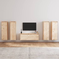 5 darab tömör fenyőfa tv-szekrény