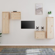 4 darab tömör fenyőfa tv-szekrény