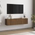 Barna tölgyszínű szerelt fa fali tv-szekrény 120 x 30 x 30 cm