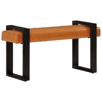 Fekete-barna valódi kecskebőr pad 110 cm