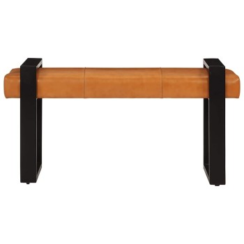 Fekete-barna valódi kecskebőr pad 110 cm
