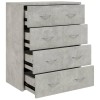 Betonszürke tálalószekrény 4 fiókkal 60 x 30,5 x 71 cm