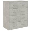 Betonszürke tálalószekrény 4 fiókkal 60 x 30,5 x 71 cm