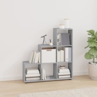 Szürke sonoma színű szerelt fa lépcsős könyvespolc 107 cm