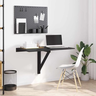 Fekete szerelt fa összecsukható fali asztal 100x60x56 cm