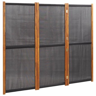 Fekete 3 paneles térelválasztó 210 x 180 cm