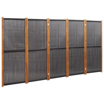 Fekete 5 paneles térelválasztó 350x180 cm