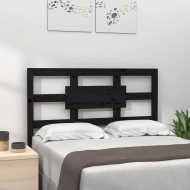 Fekete tömör fenyőfa ágyfejtámla 95,5 x 4 x 100 cm