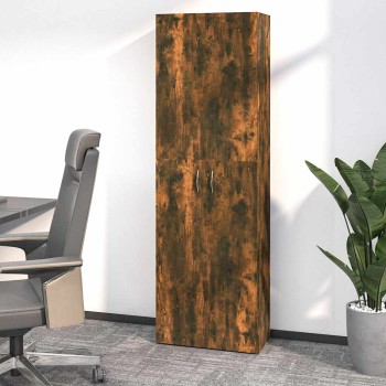 Füstös tölgy színű szerelt fa irodaszekrény 60 x 32 x 190 cm