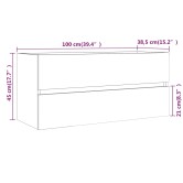 Szürke sonoma színű szerelt fa éjjeliszekrény 100x38,5x45 cm