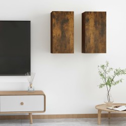 2 db füstös tölgy színű szerelt fa tv-szekrény 30,5x30x60 cm