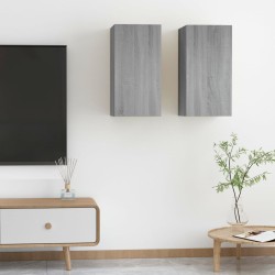 2 db szürke sonoma színű szerelt fa tv-szekrény 30,5x30x60 cm