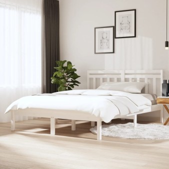 Fehér tömör fa ágykeret 150 x 200 cm (king size)