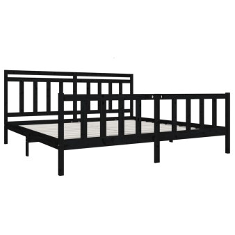 Fekete tömör fa ágykeret 200 x 200 cm