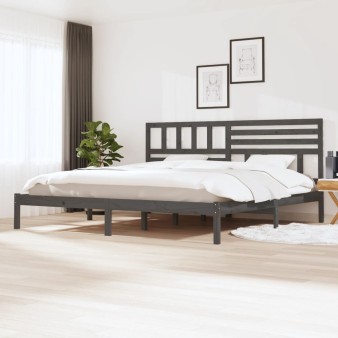 Szürke tömör fenyőfa ágykeret 200 x 200 cm