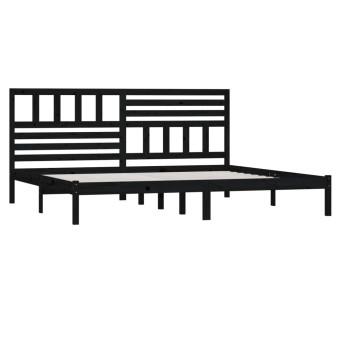 Fekete tömör fenyőfa ágykeret 200 x 200 cm