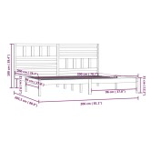 Fekete tömör fenyőfa ágykeret 200 x 200 cm
