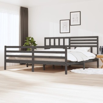 Szürke tömör fa ágykeret 200 x 200 cm