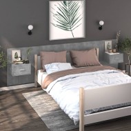 2 db betonszürke falra szerelhető szerelt fa éjjeliszekrény