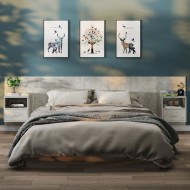 2 db betonszürke falra szerelhető szerelt fa éjjeliszekrény