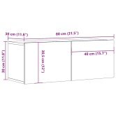 Füstös tölgy színű szerelt fa tv-szekrény 80 x 30 x 30 cm