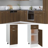 Barna tölgy színű szerelt fa fiókos alsószekrény 30x46x81,5 cm