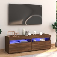Barna tölgyszínű tv-szekrény led-lámpákkal 120 x 35 x 40 cm