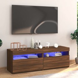 Barna tölgyszínű tv-szekrény led-lámpákkal 120 x 35 x 40 cm