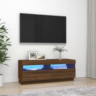 Barna tölgyszínű tv-szekrény led-világítással 100 x 35 x 40 cm