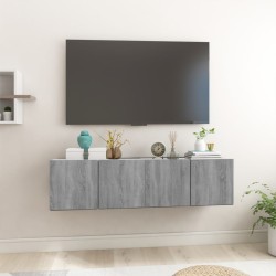 2 db füstös tölgyszínű szerelt fa függő tv-szekrény 60x30x30 cm