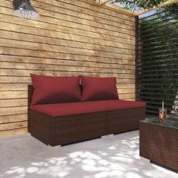 2-részes barna polyrattan kerti ülőgarnitúra párnákkal
