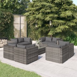 9-részes szürke polyrattan kerti ülőgarnitúra párnákkal